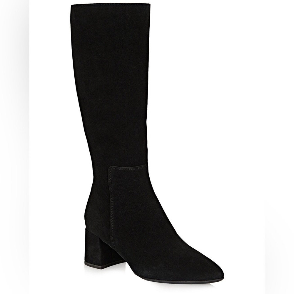 La Canadienne Diana suede leather boots heeled knee high black pointed toe 7.5 8